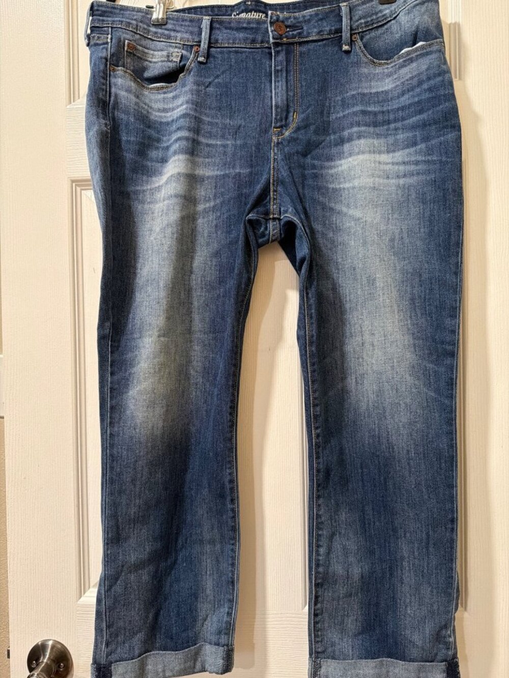 Signature By Levi Strauss & Co. Modern Slim Cuffed Jeans W34 Blue Denim Stretch